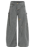 Men's Washed Distressed Curved Jeans - Velora Luxury Fashion