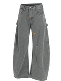 Men's Washed Distressed Curved Jeans - Velora Luxury Fashion