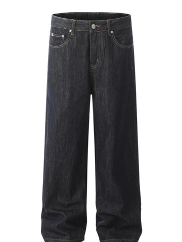 Men's Washed High Waist Straight Jeans - Velora Luxury Fashion