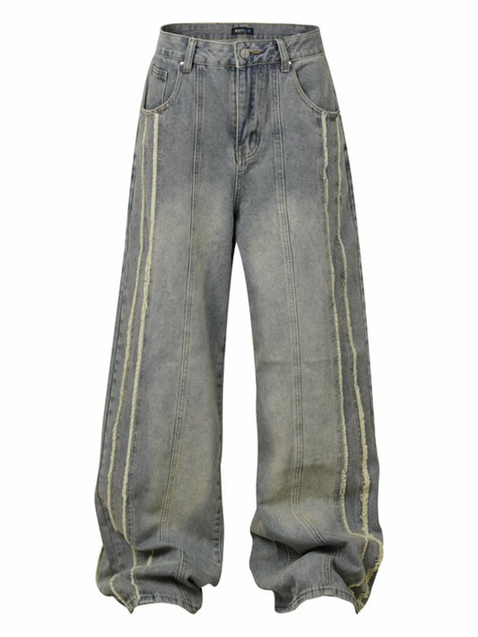 Men's Washed Wide Leg Jeans - Velora Luxury Fashion