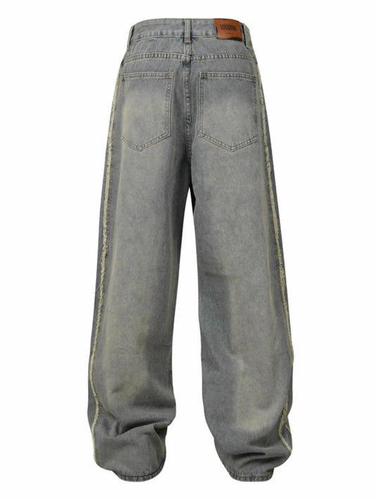 Men's Washed Wide Leg Jeans - Velora Luxury Fashion
