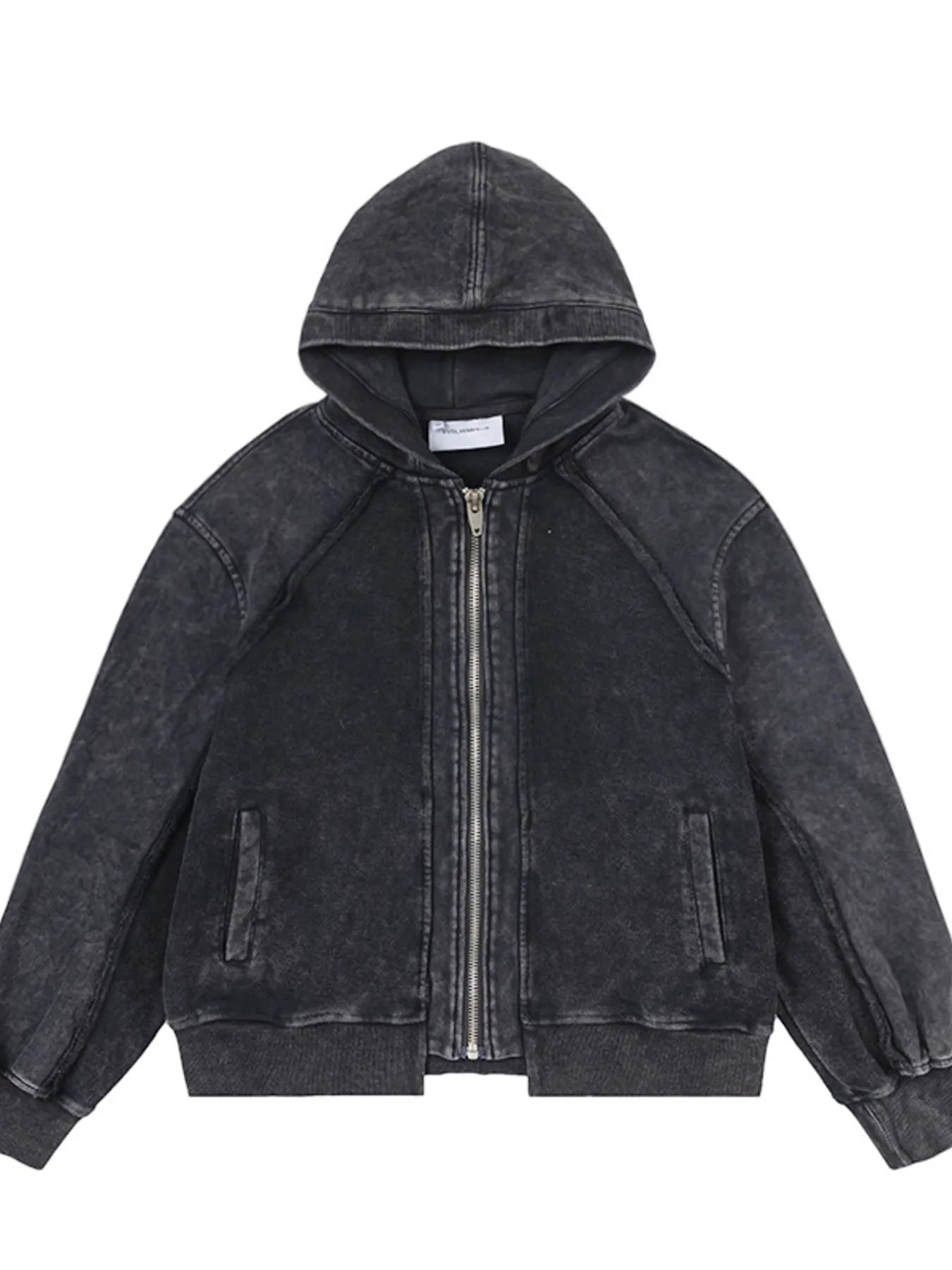 Men's Washed Zip-Up Hoodie with Pockets - Velora Luxury Fashion