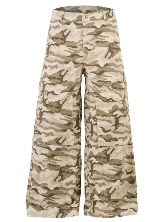 Men's Wide Leg Camo Print Cargo Pants - Velora