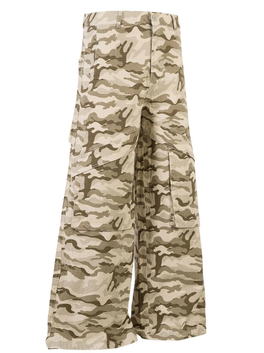 Men's Wide Leg Camo Print Cargo Pants - Velora