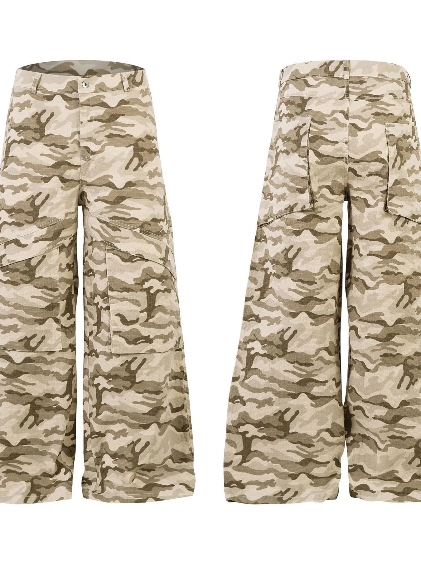 Men's Wide Leg Camo Print Cargo Pants - Velora Luxury Fashion