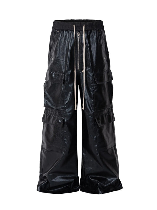 Men's Wide Leg Cargo Pants with Drawstring Waist - Velora