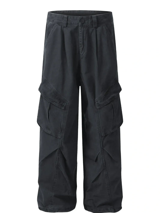 Men's Wide Leg Cargo Pants with Multi Pockets - Velora
