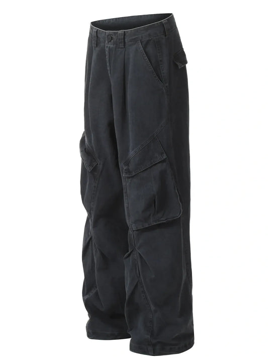 Men's Wide Leg Cargo Pants with Multi Pockets - Velora
