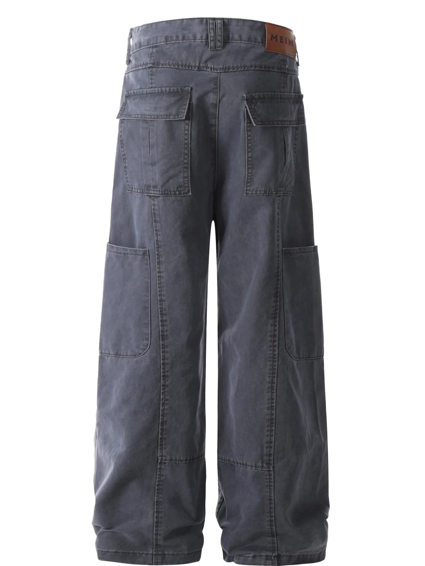 Men's Wide Leg Cargo Pants with Stitching Detail - Velora Luxury Fashion