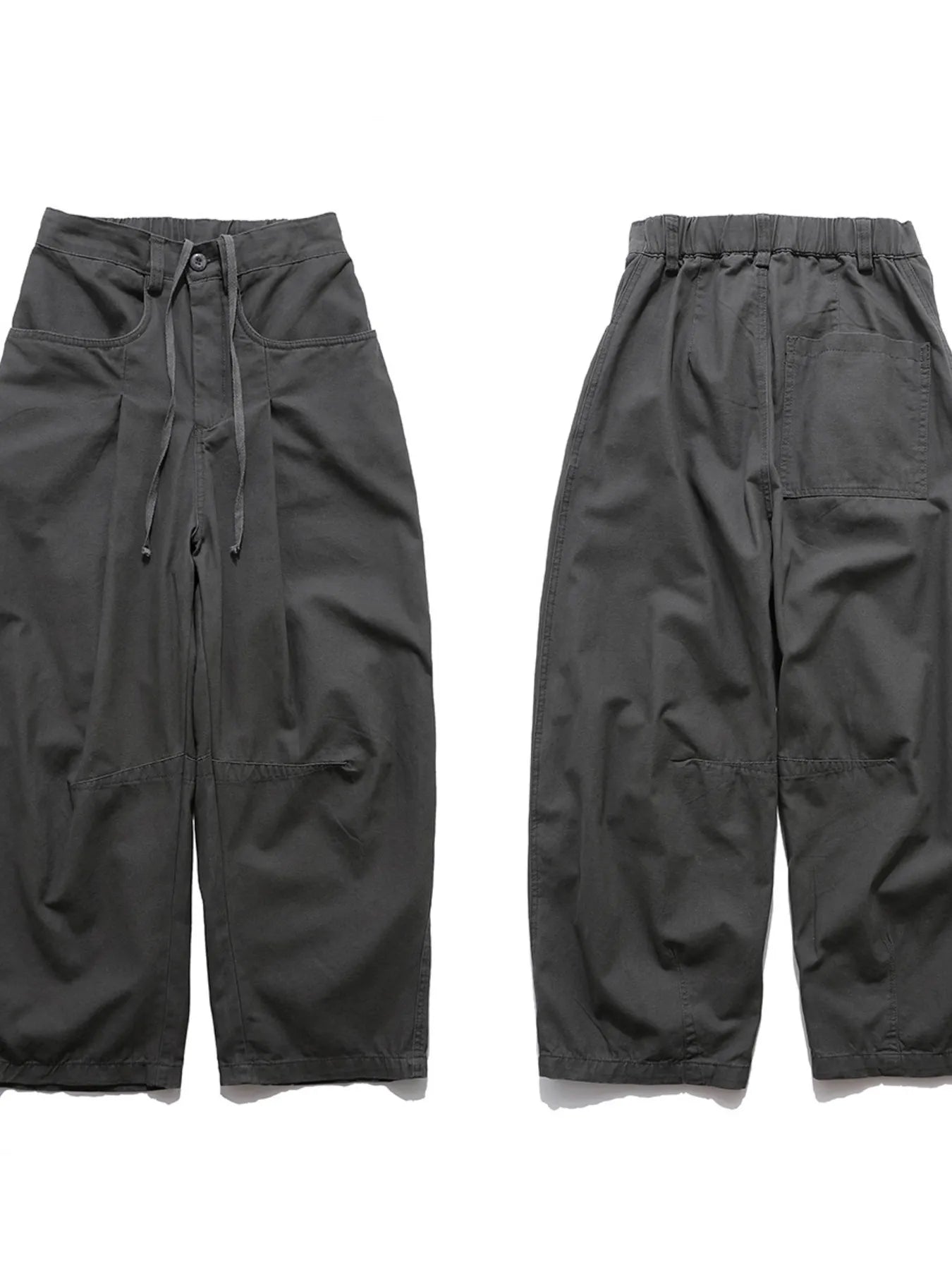 Men's Wide Leg Drawstring Cargo Curved Pants - Velora Luxury Fashion