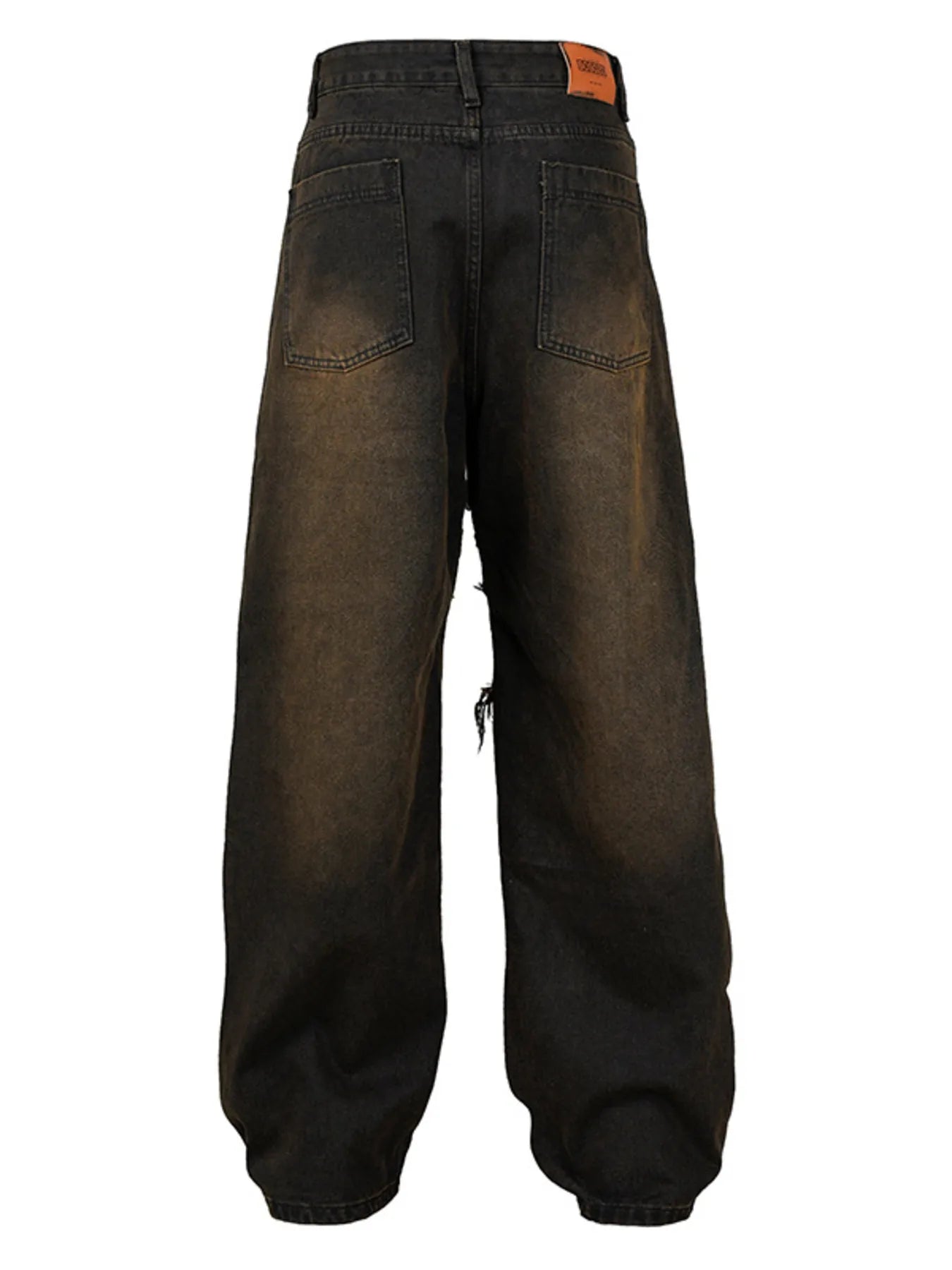 Men's Wide Leg Jeans with Frayed Seam Details - Velora Luxury Fashion