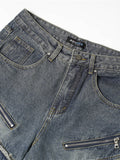 Men's Wide Leg Jeans with Frayed Seam Details - Velora Luxury Fashion