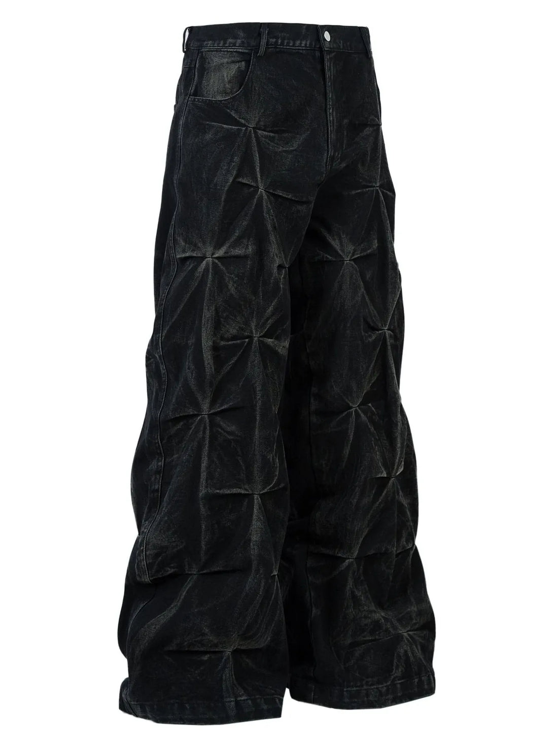 Men's Wide Leg Jeans with Ruched Detail - Velora Luxury Fashion