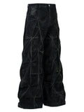 Men's Wide Leg Jeans with Ruched Detail - Velora Luxury Fashion