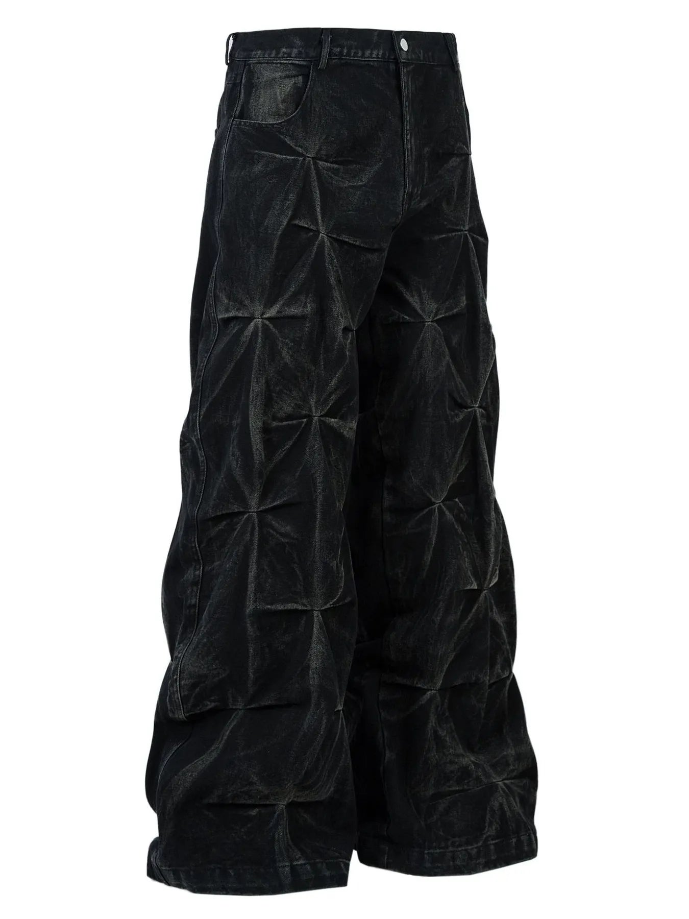 Men's Wide Leg Jeans with Ruched Detail - Velora Luxury Fashion