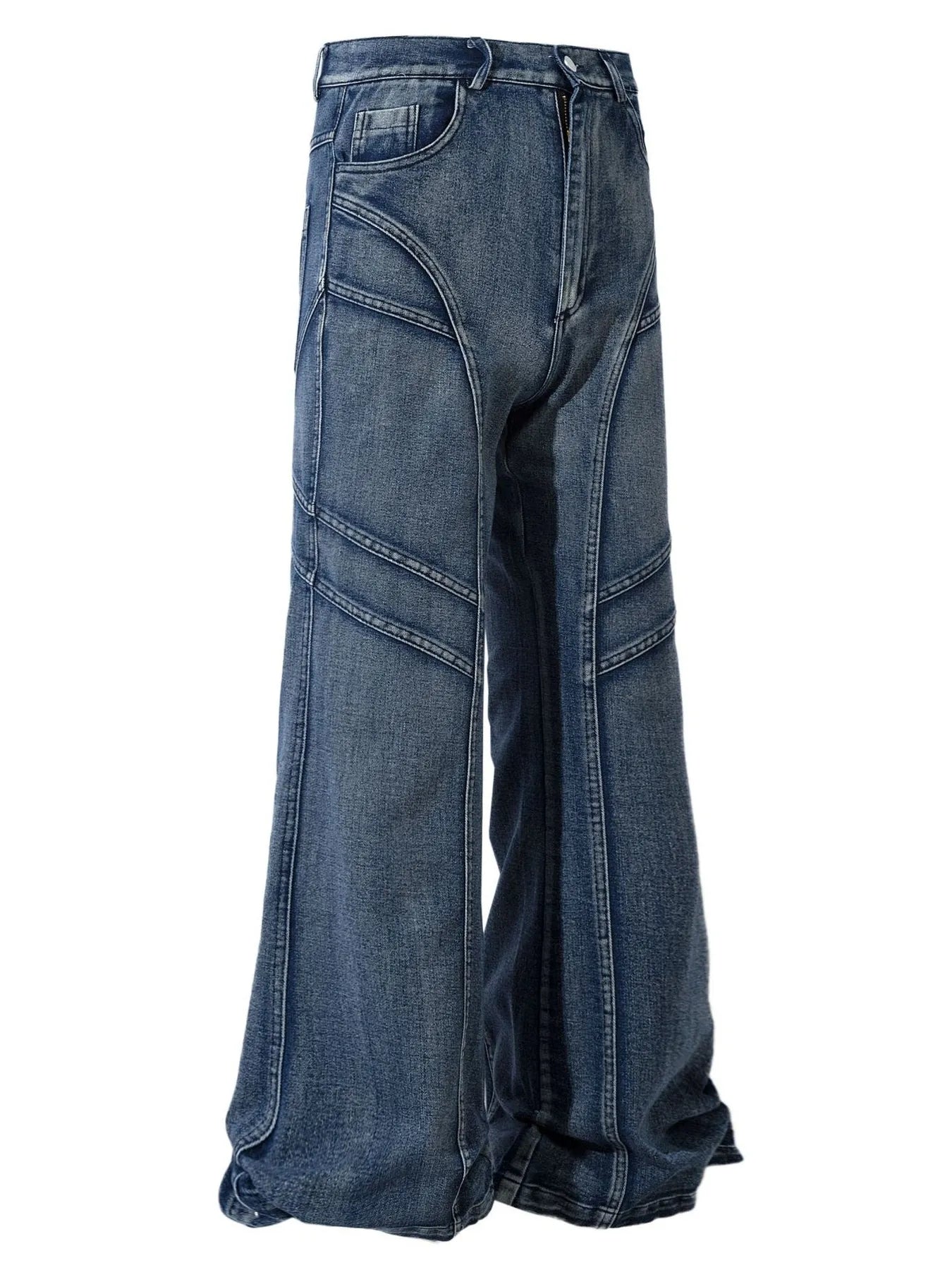 Men's Wide Leg Jeans with Seam Detail - Velora Luxury Fashion