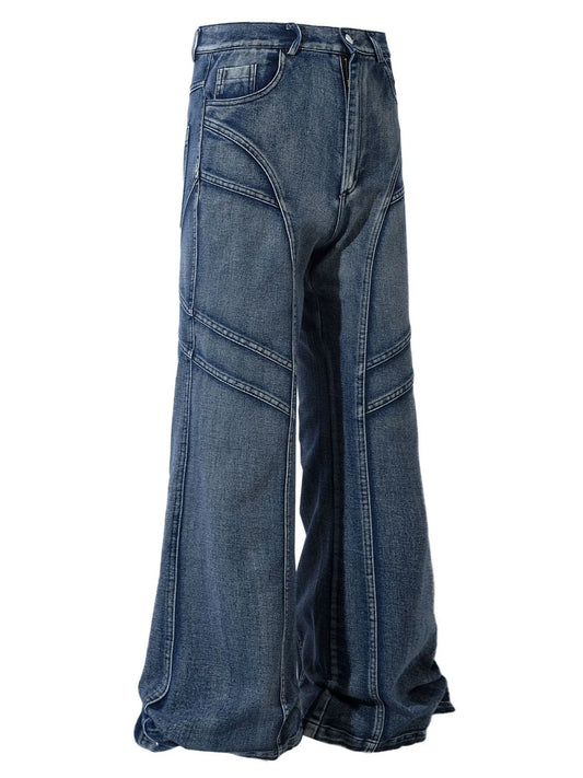Men's Wide Leg Jeans with Seam Detail - Velora