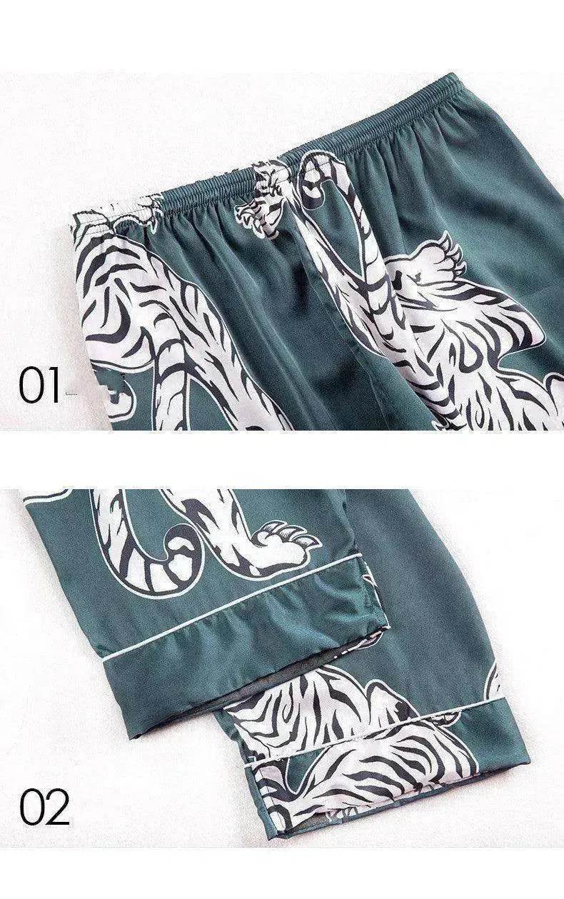 Men sleepwear Bottoms Silk Pajamas Print Long Sleep Pants - Velora