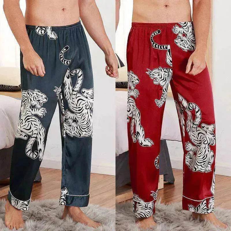 Men sleepwear Bottoms Silk Pajamas Print Long Sleep Pants - Velora