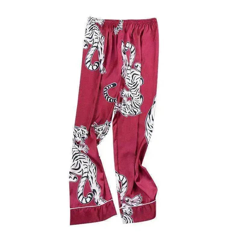Men sleepwear Bottoms Silk Pajamas Print Long Sleep Pants - Velora