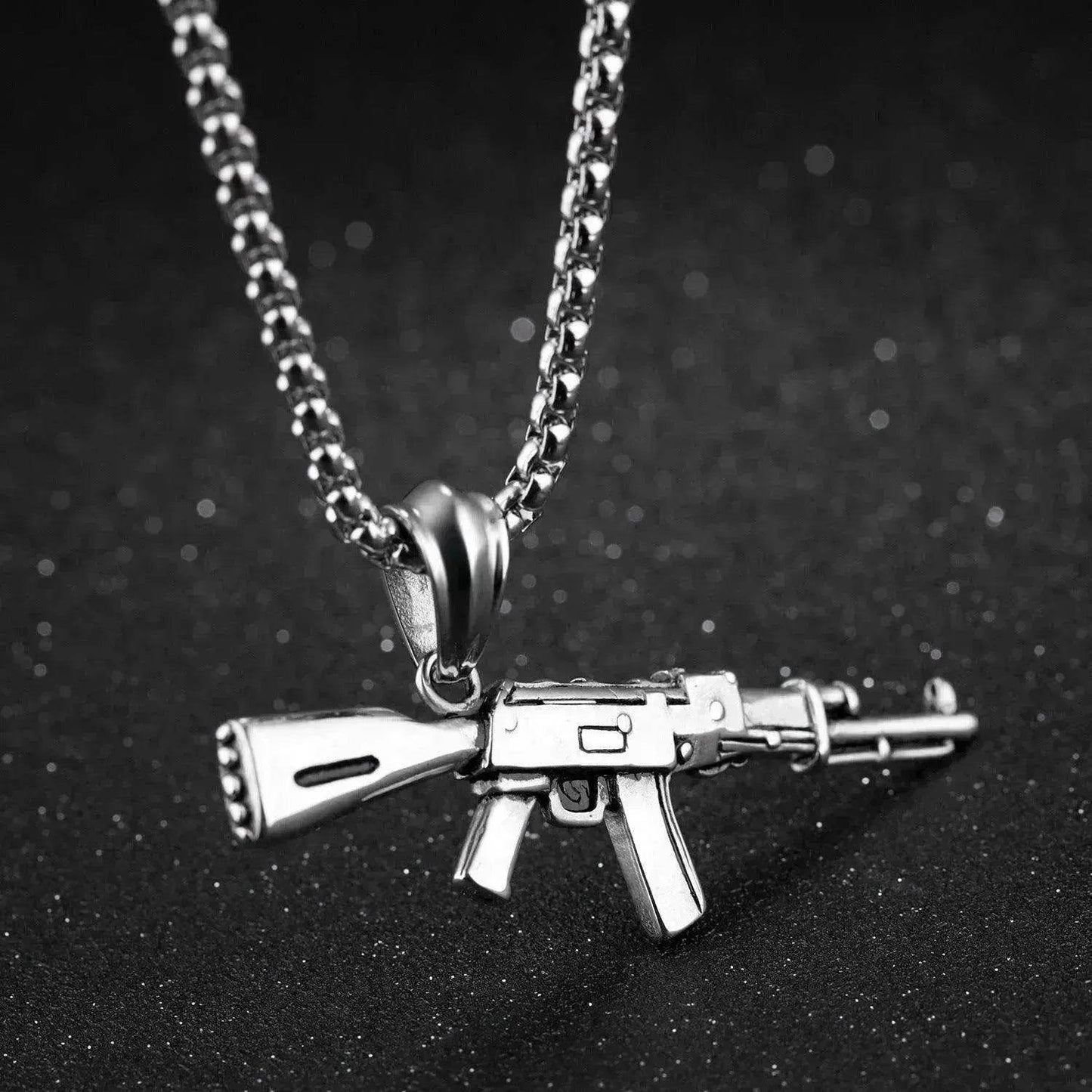 Men's AK47 Titanium Steel Street Hip-hop Electroplating Stainless Steel Gun Necklace