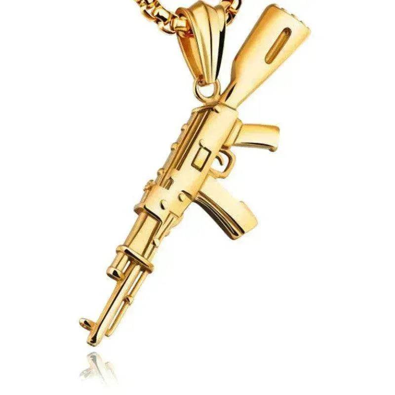 Men's AK47 Titanium Steel Street Hip-hop Electroplating Stainless Steel Gun Necklace