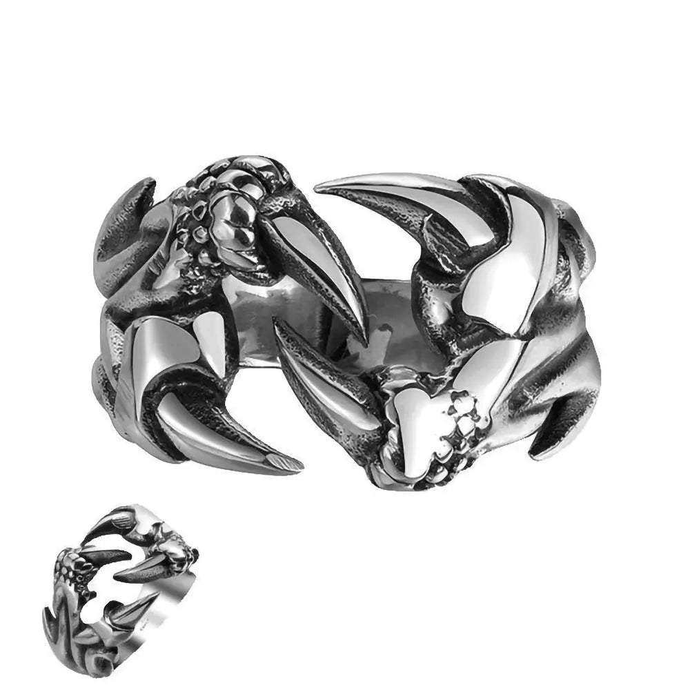 Men's Domineering Open Dragon Claw Ring Punk Chrome Jewelry Titanium Steel Dragon Claw Heart Party Rings For Men EX-STOCK Canada