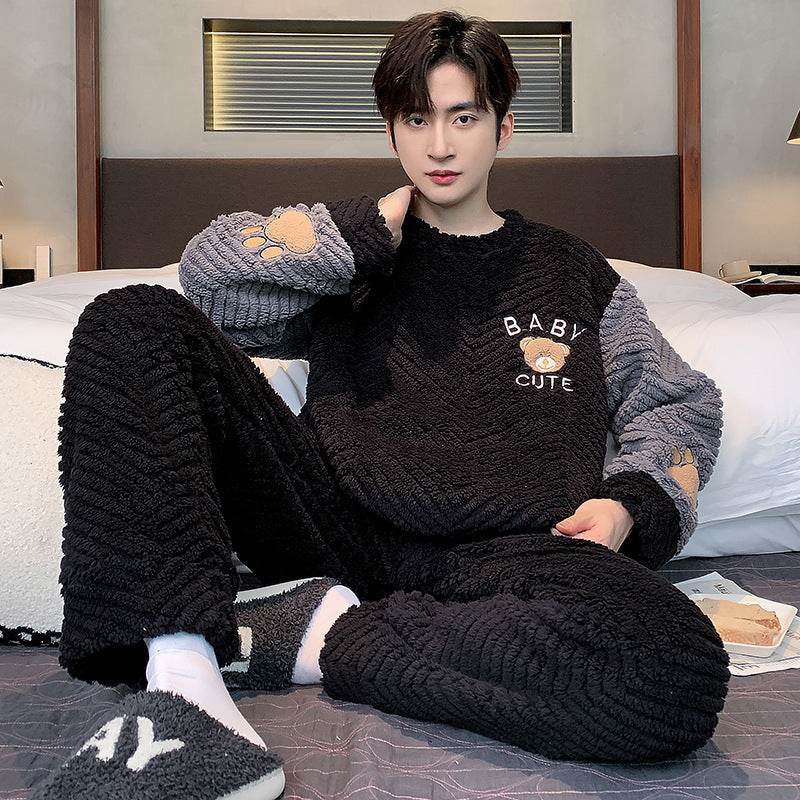 Men's Pajamas - Thickened Coral Velvet Suit EX-STOCK Canada