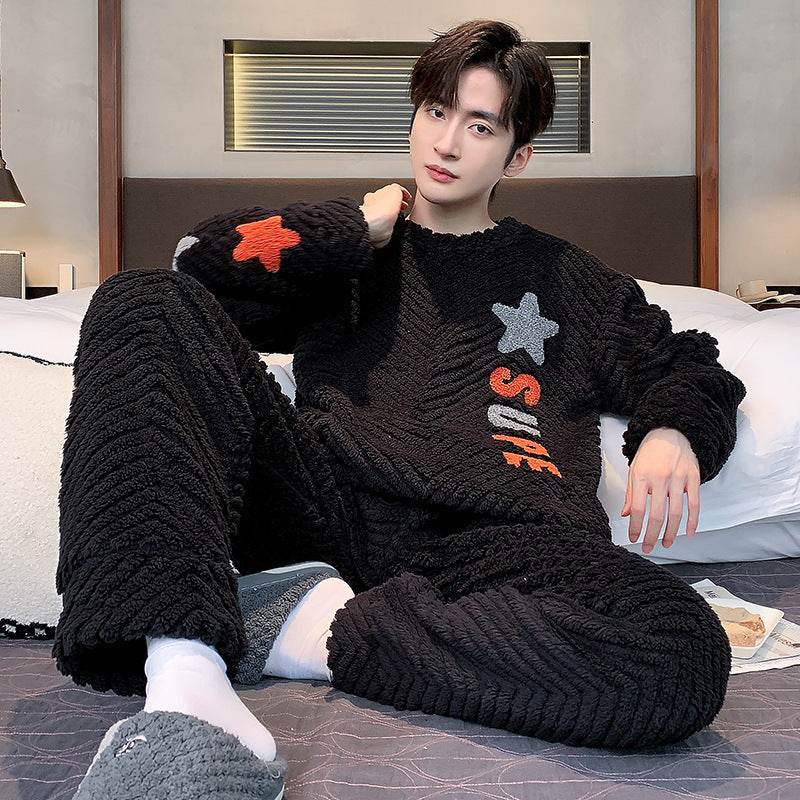 Men's Pajamas - Thickened Coral Velvet Suit