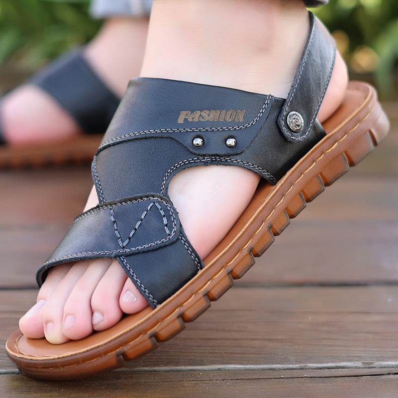 Men's Sandals Beach Shoes Top Layer Cattlehide Leather Fashion EX-STOCK Canada