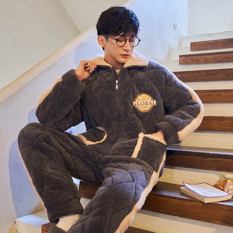 Men's Thickened Plush Coral Velvet Pajamas EX-STOCK Canada