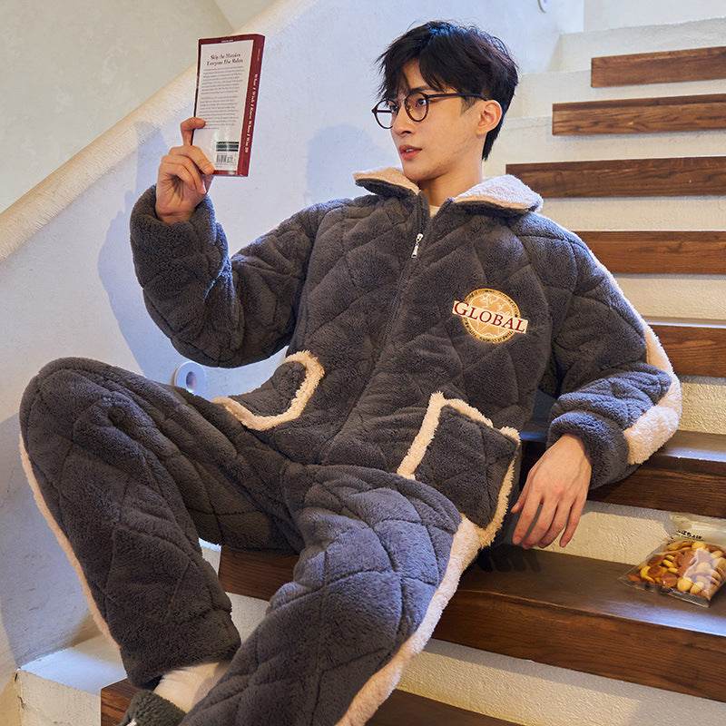 Men's Thickened Plush Coral Velvet Pajamas EX-STOCK Canada