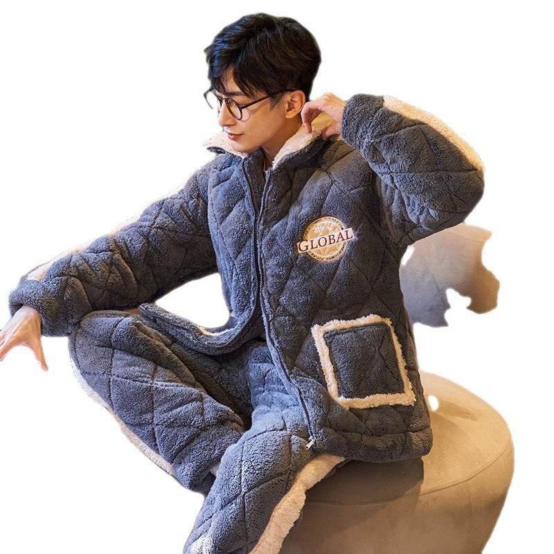 Men's Thickened Plush Coral Velvet Pajamas EX-STOCK Canada