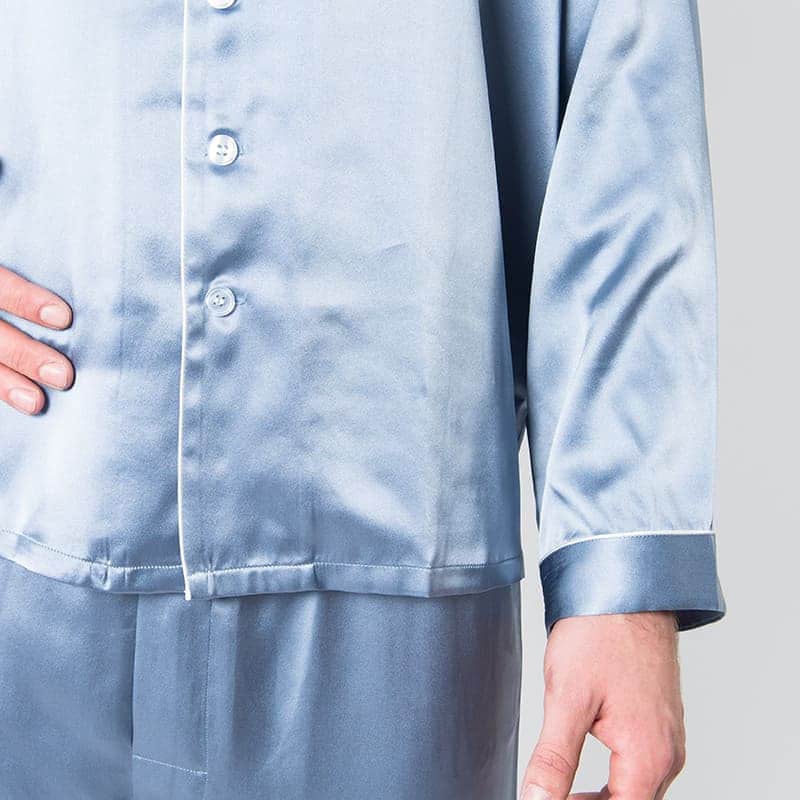 Men's Mulberry Silk Pajama Set Twilight Blue Forsters Finery