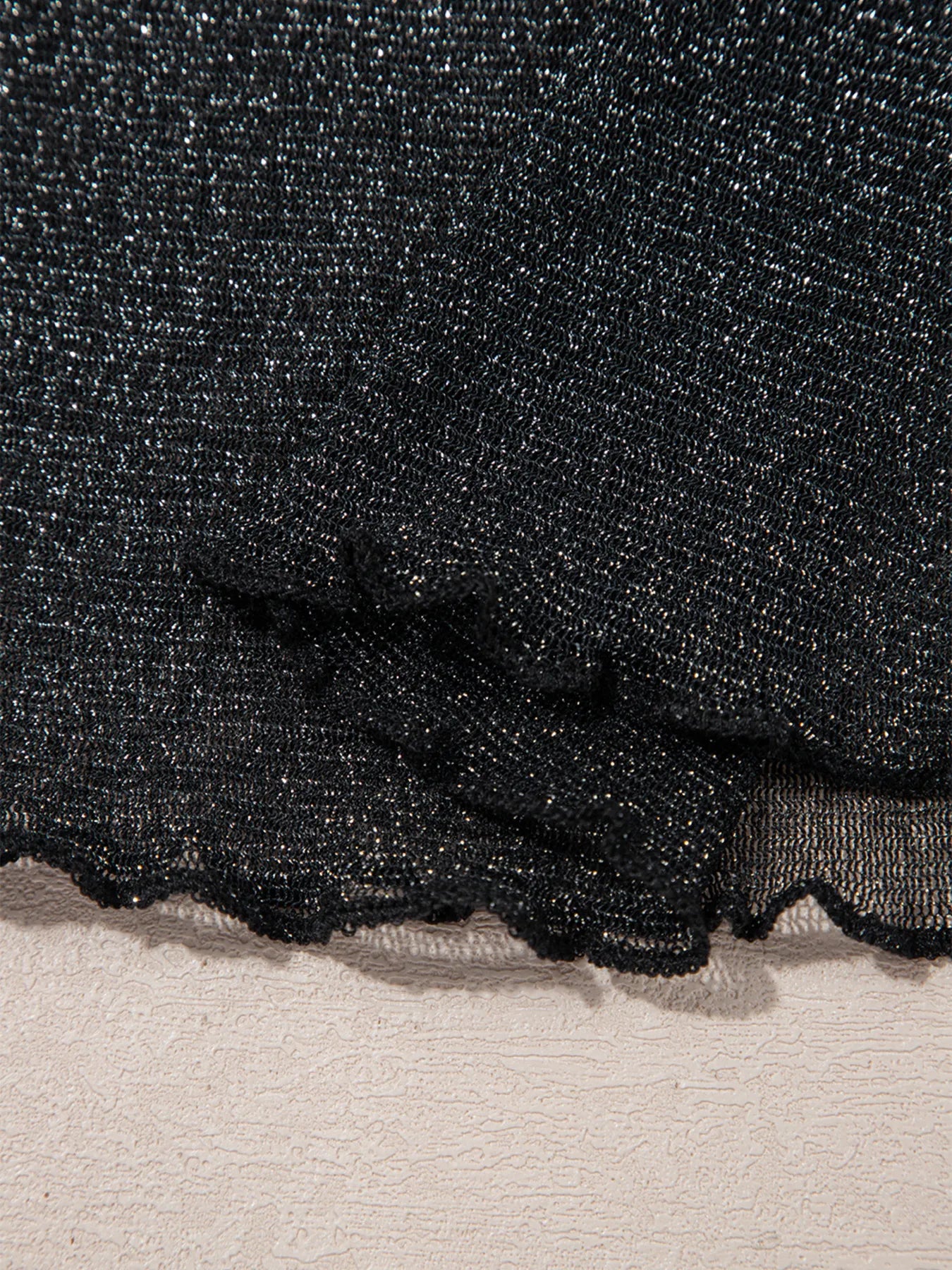 Metallic Glitter Mesh Long Sleeve Top - Velora Luxury Fashion