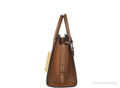 Michael Kors Avril Brown Signature PVC Leather Small Top Zip Satchel Convertible Handbag - Velora Luxury Fashion