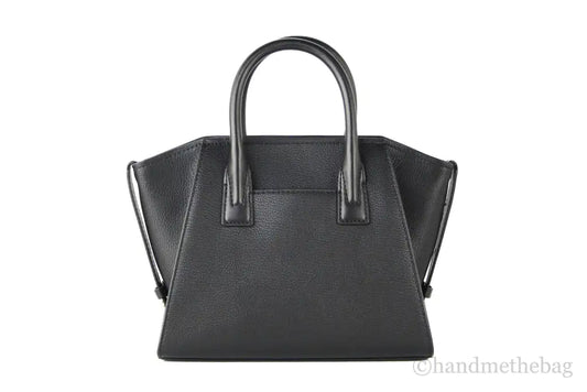 Michael Kors Avril Small Black Pebbled Leather Top Zip Satchel Crossbody Convertible Handbag - Velora Luxury Fashion