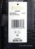 Michael Kors Carmen Black Leather Flap Satchel - Velora Luxury Fashion