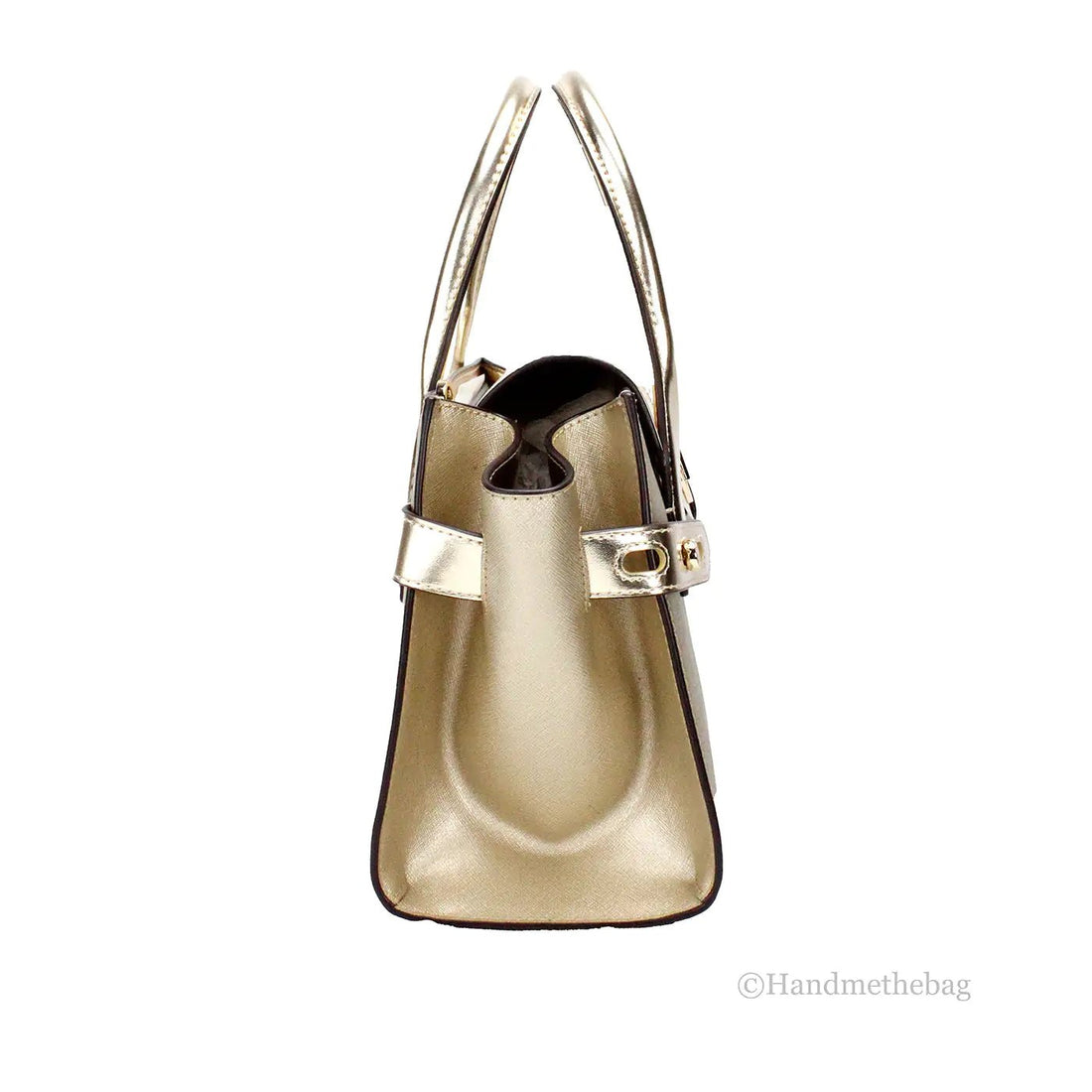 Michael Kors Carmen Gold Leather Satchel - Velora Luxury Fashion