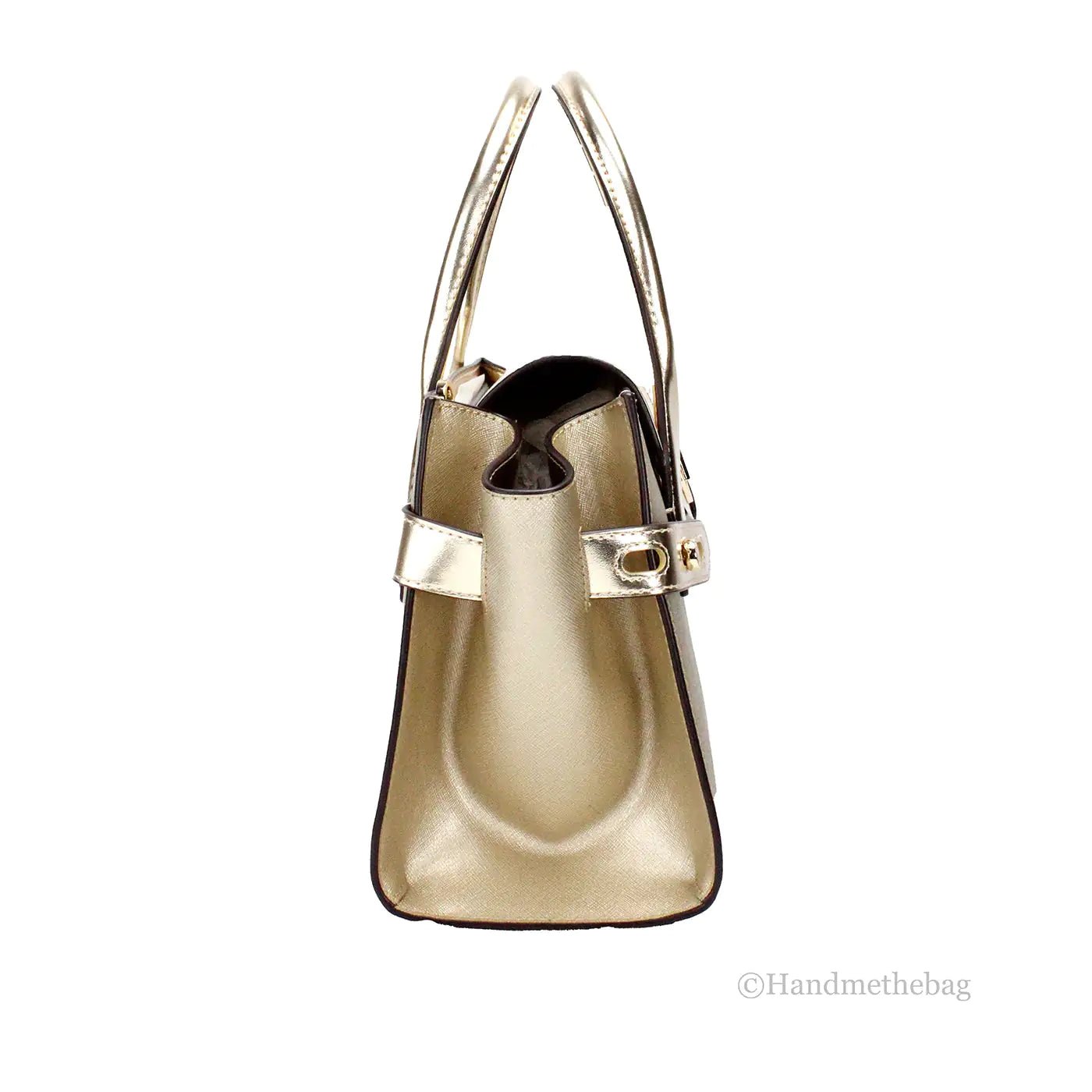 Michael Kors Carmen Gold Leather Satchel - Velora Luxury Fashion