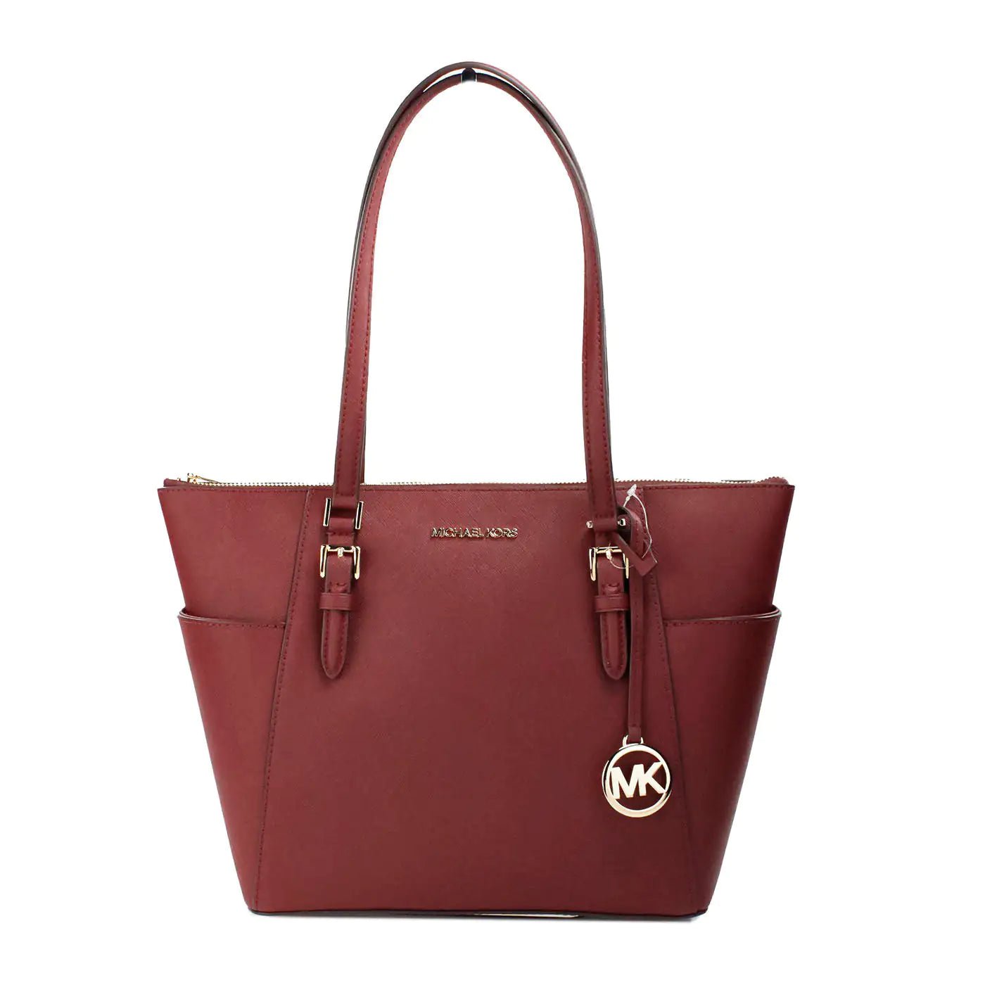Michael Kors Charlotte Dark Cherry Large Top Zip Tote - Velora Luxury Fashion