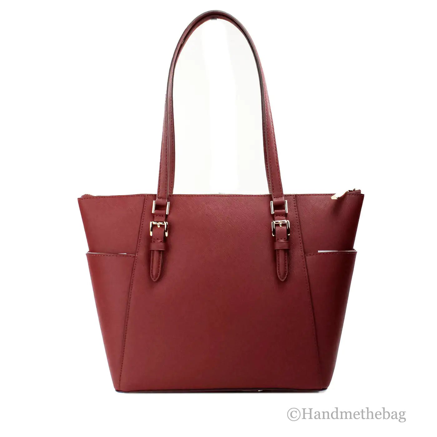 Michael Kors Charlotte Dark Cherry Large Top Zip Tote - Velora Luxury Fashion