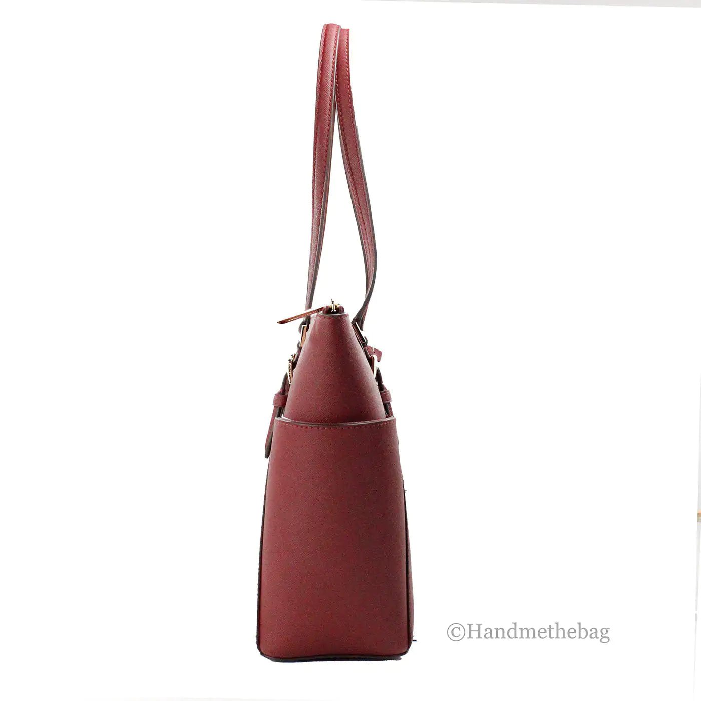 Michael Kors Charlotte Dark Cherry Large Top Zip Tote - Velora Luxury Fashion