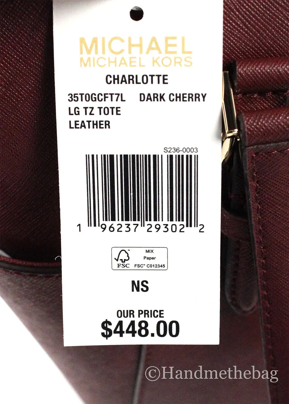 Michael Kors Charlotte Dark Cherry Large Top Zip Tote - Velora Luxury Fashion
