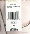 Michael Kors Charlotte Large Light Powder Blush Signature PVC Top Zip Tote Handbag - Velora Luxury Fashion