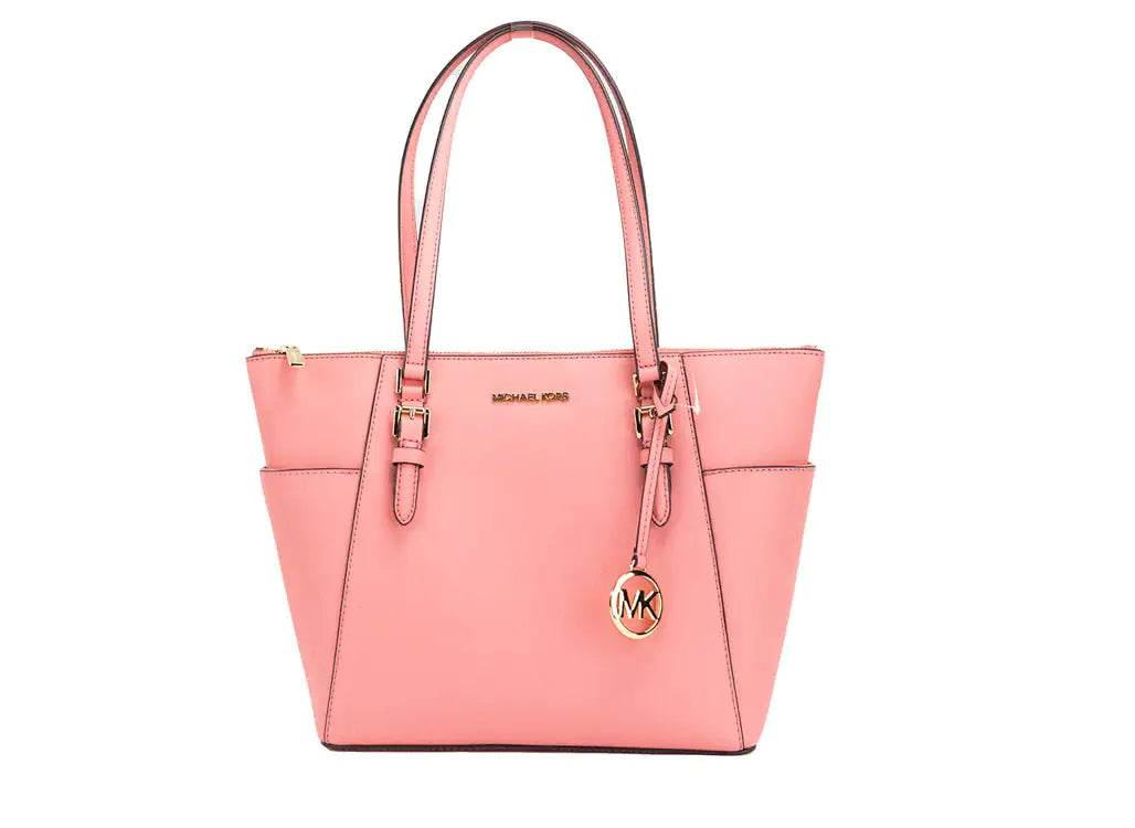 Michael Kors Charlotte Leather Tea Rose Shoulder Tote - Velora Luxury Fashion