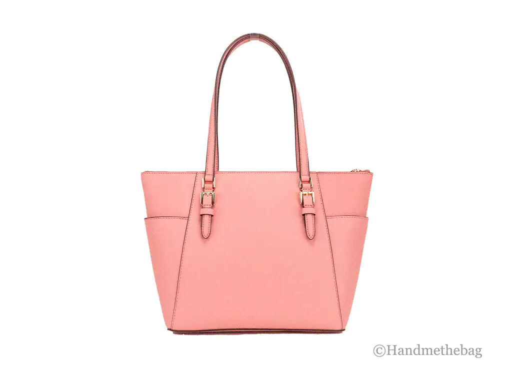 Michael Kors Charlotte Leather Tea Rose Shoulder Tote - Velora Luxury Fashion