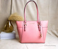 Michael Kors Charlotte Leather Tea Rose Shoulder Tote - Velora Luxury Fashion