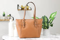Michael Kors Charlotte Luggage Leather Large Top Zip Tote - Velora Luxury Fashion