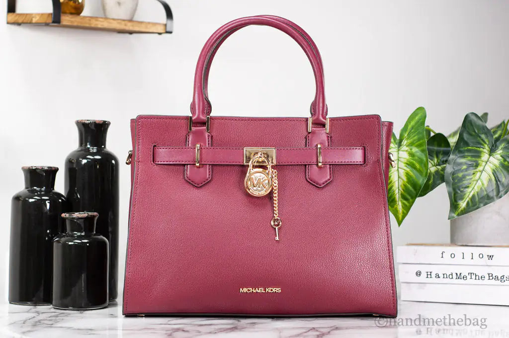 Michael Kors Hamilton Mulberry Leather Satchel - Velora Luxury Fashion